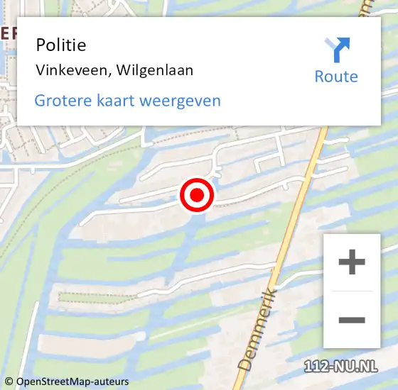 Locatie op kaart van de 112 melding: Politie Vinkeveen, Wilgenlaan op 6 juni 2019 00:02