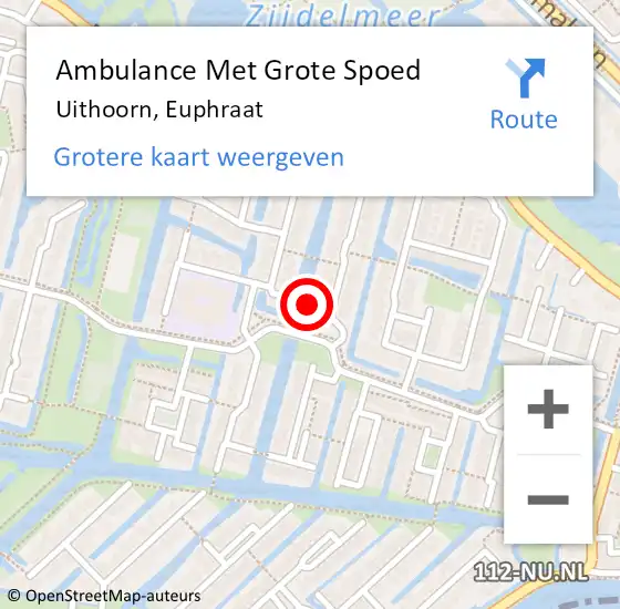 Locatie op kaart van de 112 melding: Ambulance Met Grote Spoed Naar Uithoorn, Euphraat op 6 juni 2019 00:12