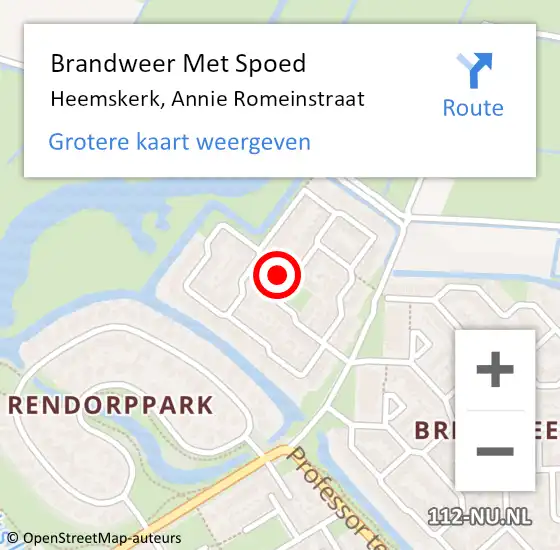 Locatie op kaart van de 112 melding: Brandweer Met Spoed Naar Heemskerk, Annie Romeinstraat op 6 juni 2019 00:29