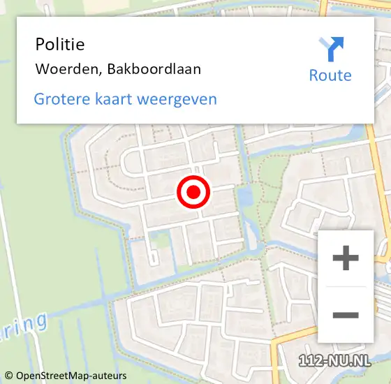 Locatie op kaart van de 112 melding: Politie Woerden, Bakboordlaan op 6 juni 2019 00:34