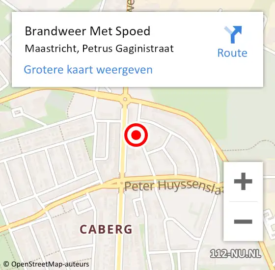 Locatie op kaart van de 112 melding: Brandweer Met Spoed Naar Maastricht, Petrus Gaginistraat op 6 juni 2019 01:39