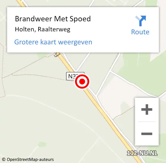 Locatie op kaart van de 112 melding: Brandweer Met Spoed Naar Holten, Raalterweg op 6 juni 2019 01:52