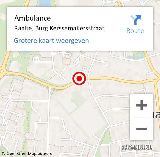 Locatie op kaart van de 112 melding: Ambulance Raalte, Burg Kerssemakersstraat op 6 juni 2019 01:52