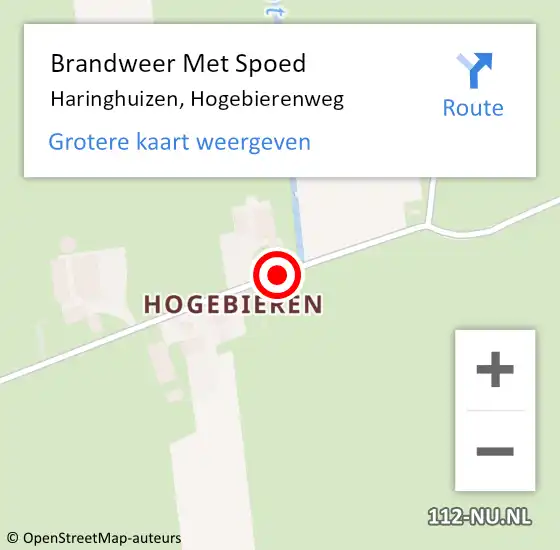 Locatie op kaart van de 112 melding: Brandweer Met Spoed Naar Haringhuizen, Hogebierenweg op 6 juni 2019 01:59