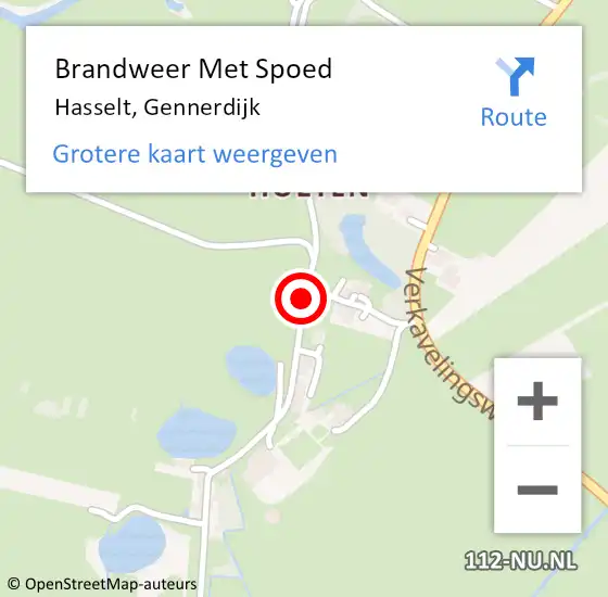 Locatie op kaart van de 112 melding: Brandweer Met Spoed Naar Hasselt, Gennerdijk op 6 juni 2019 02:18