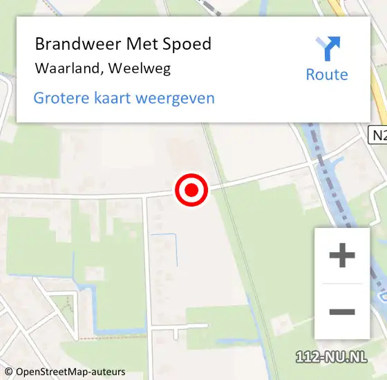 Locatie op kaart van de 112 melding: Brandweer Met Spoed Naar Waarland, Weelweg op 6 juni 2019 03:27