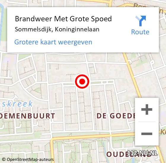 Locatie op kaart van de 112 melding: Brandweer Met Grote Spoed Naar Sommelsdijk, Koninginnelaan op 6 juni 2019 03:42