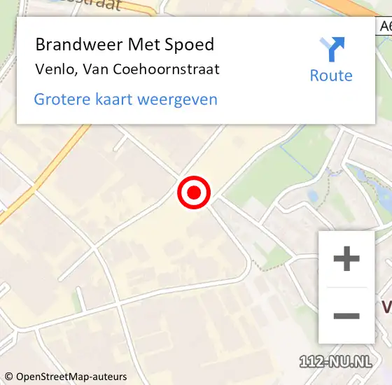 Locatie op kaart van de 112 melding: Brandweer Met Spoed Naar Venlo, Van Coehoornstraat op 6 juni 2019 03:54