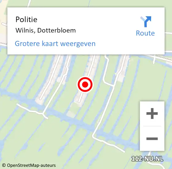 Locatie op kaart van de 112 melding: Politie Wilnis, Dotterbloem op 6 juni 2019 05:48