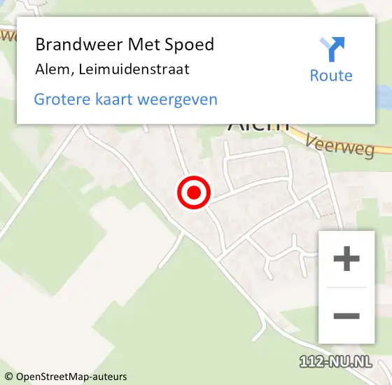 Locatie op kaart van de 112 melding: Brandweer Met Spoed Naar Alem, Leimuidenstraat op 6 juni 2019 06:02