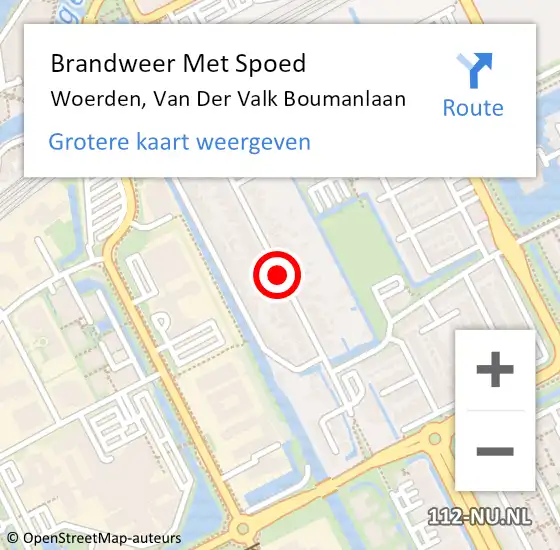 Locatie op kaart van de 112 melding: Brandweer Met Spoed Naar Woerden, Van Der Valk Boumanlaan op 6 juni 2019 06:49