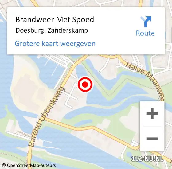 Locatie op kaart van de 112 melding: Brandweer Met Spoed Naar Doesburg, Zanderskamp op 6 juni 2019 07:12