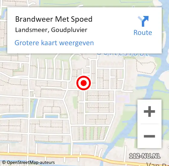 Locatie op kaart van de 112 melding: Brandweer Met Spoed Naar Landsmeer, Goudpluvier op 6 juni 2019 07:56