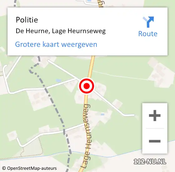 Locatie op kaart van de 112 melding: Politie De Heurne, Lage Heurnseweg op 6 juni 2019 08:34