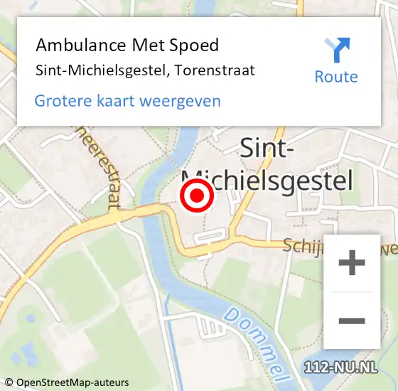 Locatie op kaart van de 112 melding: Ambulance Met Spoed Naar Sint-Michielsgestel, Torenstraat op 3 april 2014 13:50