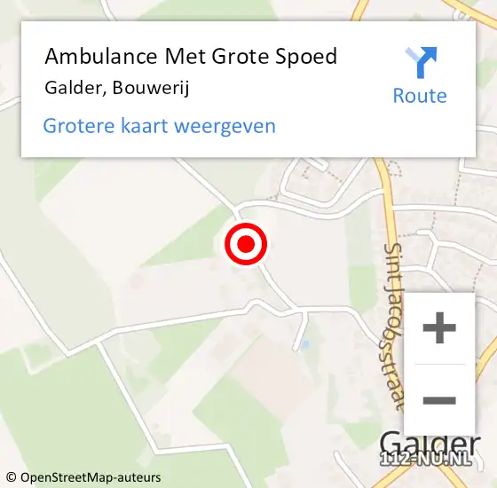 Locatie op kaart van de 112 melding: Ambulance Met Grote Spoed Naar Galder, Bouwerij op 6 juni 2019 09:05