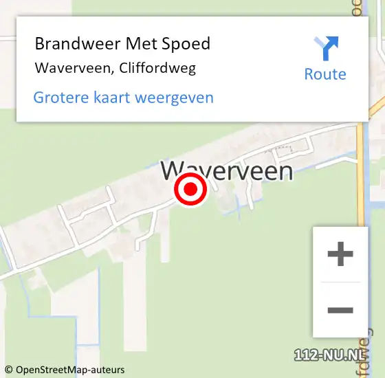 Locatie op kaart van de 112 melding: Brandweer Met Spoed Naar Waverveen, Cliffordweg op 6 juni 2019 09:13