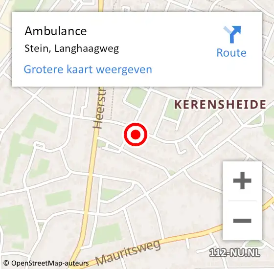 Locatie op kaart van de 112 melding: Ambulance Stein, Langhaagweg op 3 april 2014 13:54