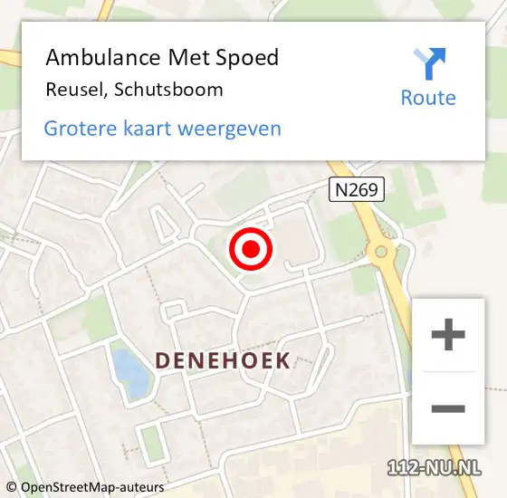 Locatie op kaart van de 112 melding: Ambulance Met Spoed Naar Reusel, Schutsboom op 6 juni 2019 10:12