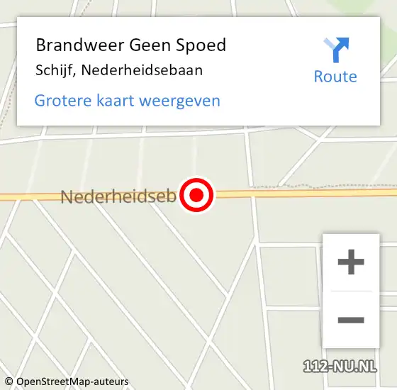 Locatie op kaart van de 112 melding: Brandweer Geen Spoed Naar Schijf, Nederheidsebaan op 6 juni 2019 10:20