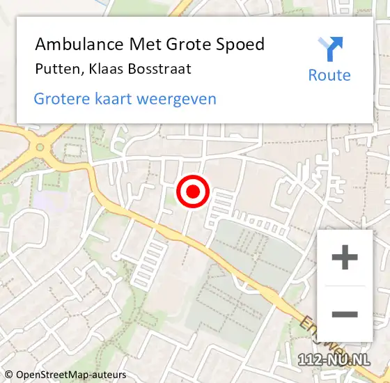 Locatie op kaart van de 112 melding: Ambulance Met Grote Spoed Naar Putten, Klaas Bosstraat op 6 juni 2019 10:44