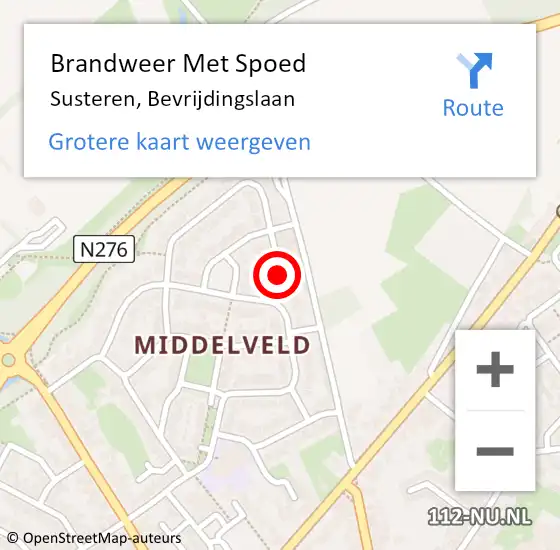 Locatie op kaart van de 112 melding: Brandweer Met Spoed Naar Susteren, Bevrijdingslaan op 6 juni 2019 11:09