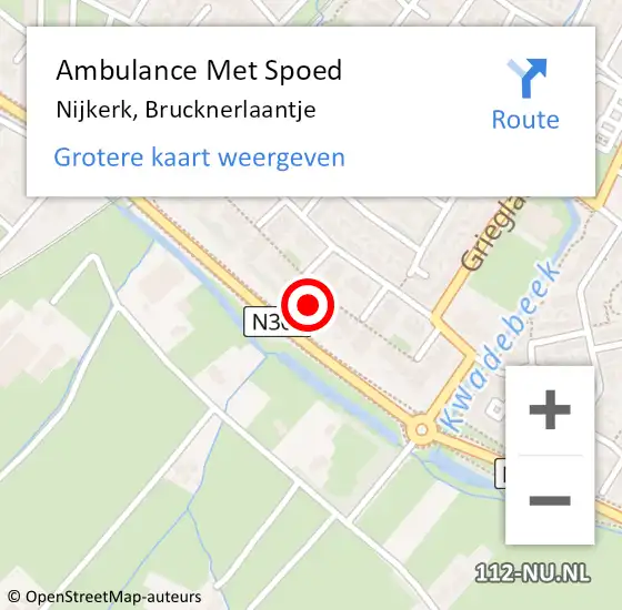 Locatie op kaart van de 112 melding: Ambulance Met Spoed Naar Nijkerk, Brucknerlaantje op 6 juni 2019 11:18