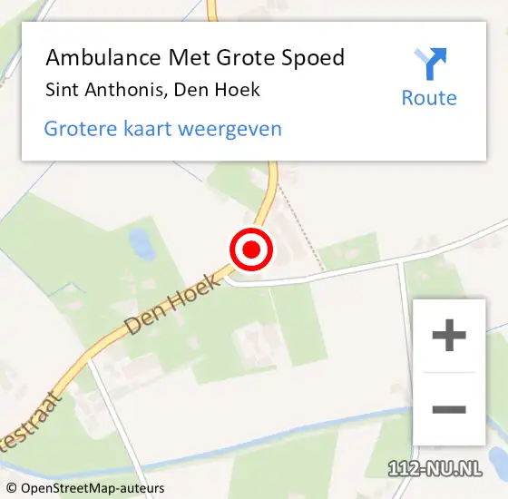 Locatie op kaart van de 112 melding: Ambulance Met Grote Spoed Naar Sint Anthonis, Den Hoek op 6 juni 2019 11:19