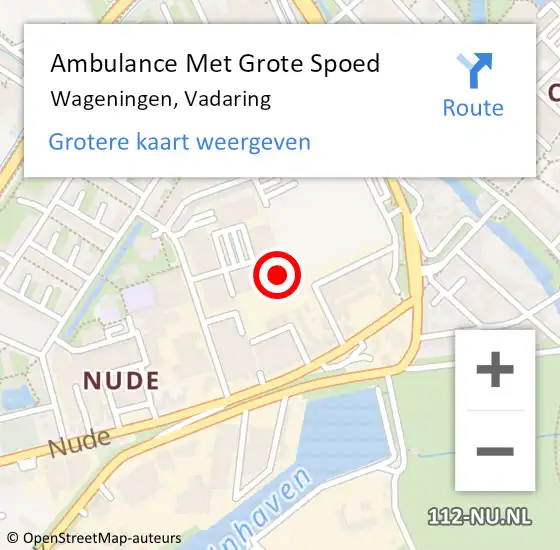 Locatie op kaart van de 112 melding: Ambulance Met Grote Spoed Naar Wageningen, Vadaring op 3 april 2014 14:10