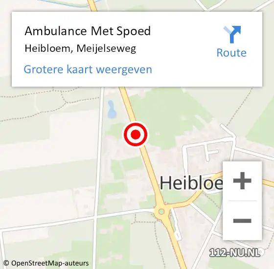 Locatie op kaart van de 112 melding: Ambulance Met Spoed Naar Heibloem, Meijelseweg op 6 juni 2019 14:16