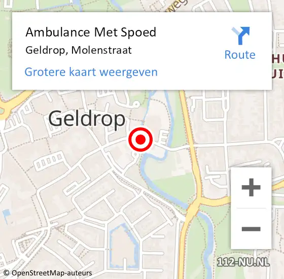 Locatie op kaart van de 112 melding: Ambulance Met Spoed Naar Geldrop, Molenstraat op 6 juni 2019 14:33
