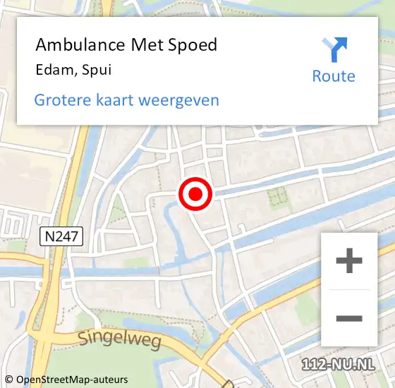 Locatie op kaart van de 112 melding: Ambulance Met Spoed Naar Edam, Spui op 6 juni 2019 15:08