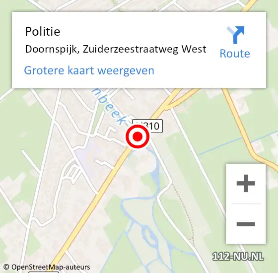 Locatie op kaart van de 112 melding: Politie Doornspijk, Zuiderzeestraatweg West op 6 juni 2019 15:20