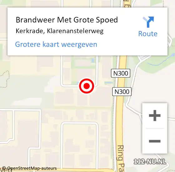 Locatie op kaart van de 112 melding: Brandweer Met Grote Spoed Naar Kerkrade, Klarenanstelerweg op 6 juni 2019 15:21