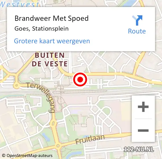 Locatie op kaart van de 112 melding: Brandweer Met Spoed Naar Goes, Stationsplein op 6 juni 2019 15:22