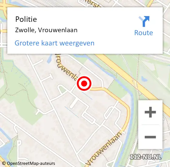 Locatie op kaart van de 112 melding: Politie Zwolle, Vrouwenlaan op 6 juni 2019 15:23