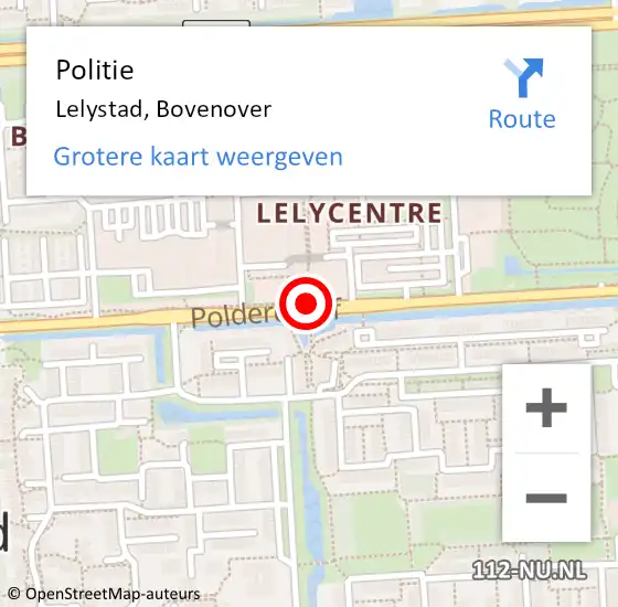 Locatie op kaart van de 112 melding: Politie Lelystad, Bovenover op 6 juni 2019 15:28