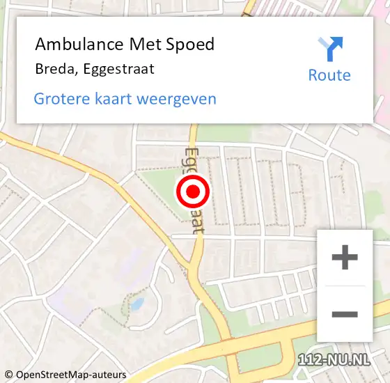 Locatie op kaart van de 112 melding: Ambulance Met Spoed Naar Breda, Eggestraat op 6 juni 2019 16:48