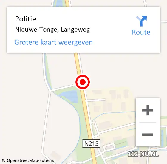 Locatie op kaart van de 112 melding: Politie Nieuwe-Tonge, Langeweg op 6 juni 2019 18:46