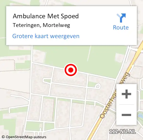 Locatie op kaart van de 112 melding: Ambulance Met Spoed Naar Teteringen, Mortelweg op 6 juni 2019 18:55