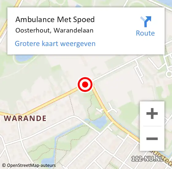Locatie op kaart van de 112 melding: Ambulance Met Spoed Naar Oosterhout, Warandelaan op 6 juni 2019 19:42
