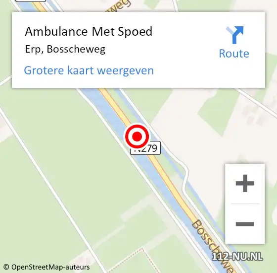 Locatie op kaart van de 112 melding: Ambulance Met Spoed Naar Erp, Bosscheweg op 6 juni 2019 20:25
