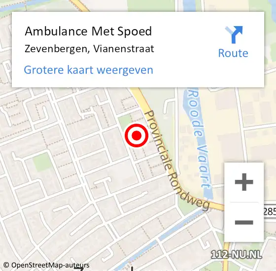 Locatie op kaart van de 112 melding: Ambulance Met Spoed Naar Zevenbergen, Vianenstraat op 6 juni 2019 21:00