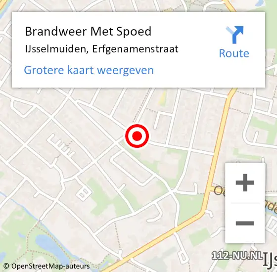 Locatie op kaart van de 112 melding: Brandweer Met Spoed Naar IJsselmuiden, Erfgenamenstraat op 6 juni 2019 21:00
