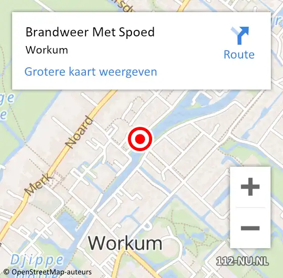 Locatie op kaart van de 112 melding: Brandweer Met Spoed Naar Workum op 6 juni 2019 21:36