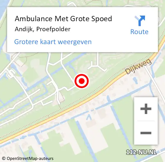 Locatie op kaart van de 112 melding: Ambulance Met Grote Spoed Naar Andijk, Proefpolder op 6 juni 2019 21:52