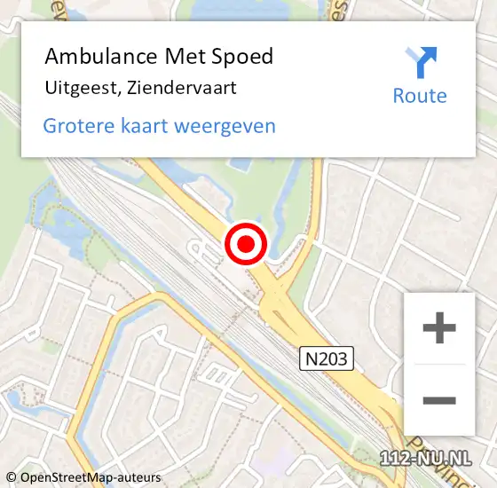 Locatie op kaart van de 112 melding: Ambulance Met Spoed Naar Uitgeest, Ziendervaart op 6 juni 2019 22:27