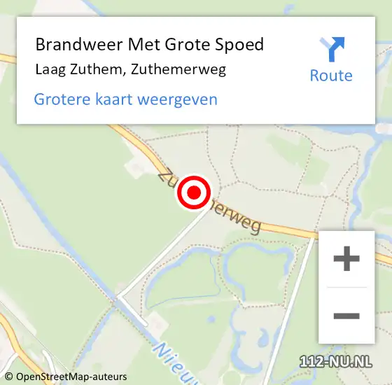 Locatie op kaart van de 112 melding: Brandweer Met Grote Spoed Naar Laag Zuthem, Zuthemerweg op 6 juni 2019 22:35