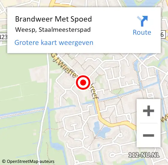 Locatie op kaart van de 112 melding: Brandweer Met Spoed Naar Weesp, Staalmeesterspad op 7 juni 2019 00:13