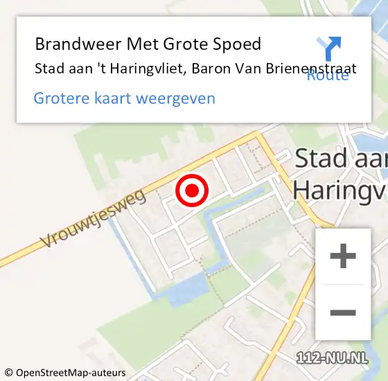 Locatie op kaart van de 112 melding: Brandweer Met Grote Spoed Naar Stad aan 't Haringvliet, Baron Van Brienenstraat op 7 juni 2019 03:11